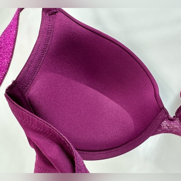 Maidenform "Stay In Place Straps" Underwire Demi Bra 34D -Magenta/plum - Picture 3 of 6